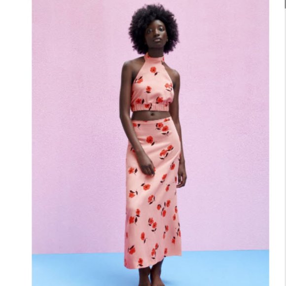 PRINTED LINEN BLEND SKIRT - Picture 2 of 12